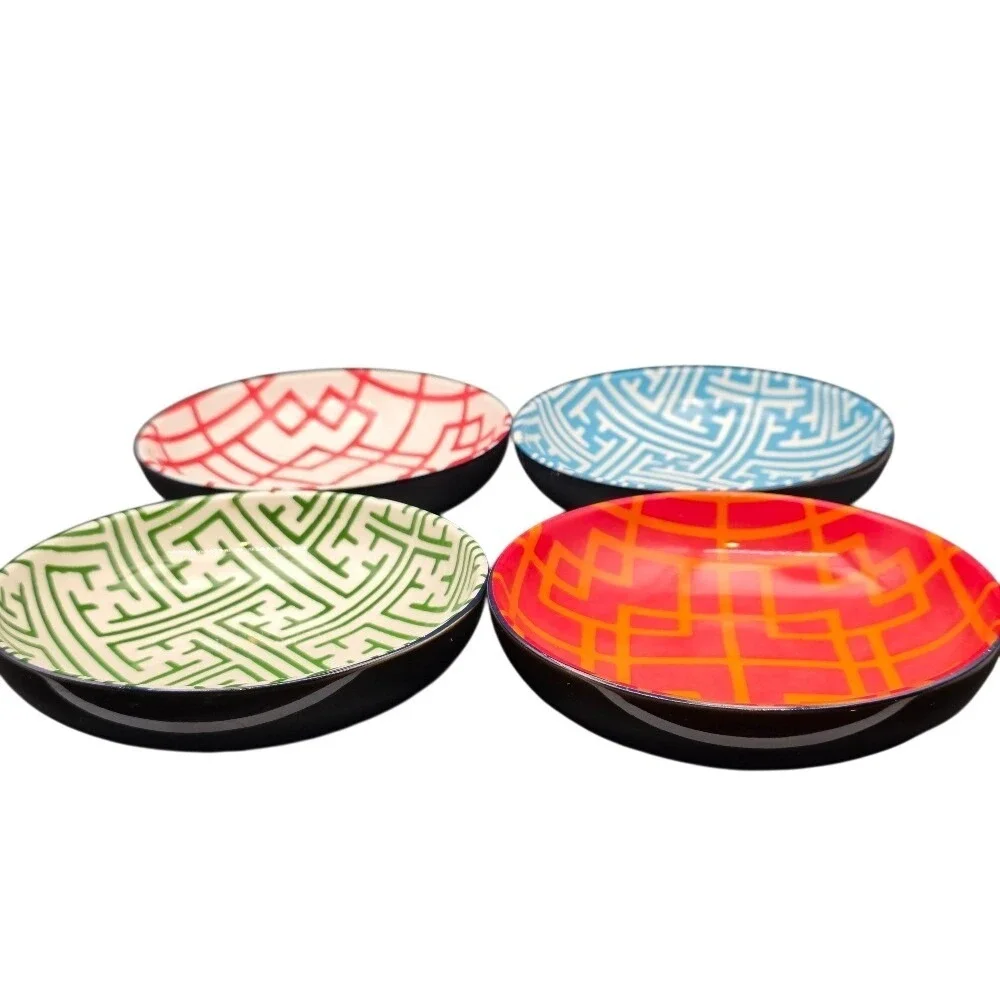 Williams Sonoma Geometric‎ Bowls Set of 4 Red Orange Blue Green - Picture 8 of 12